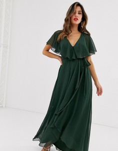 Платье миди с кейпом ASOS DESIGN - Зеленый