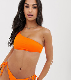 Неоново-оранжевый комбинируемый бикини-топ на одно плечо в рубчик эксклюзивно от South Beach - Оранжевый