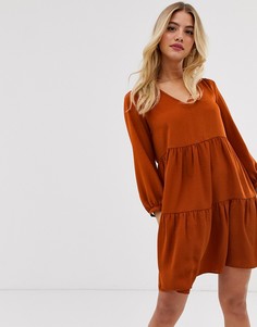 Свободное ярусное платье цвета ржавчины New Look - Оранжевый
