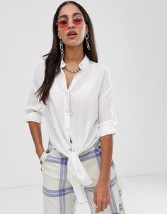Белая рубашка с узелком Bershka - Белый