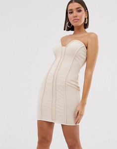 Облегающее платье-бандо мини цвета шампань Missguided - Бежевый