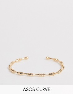Золотистый браслет-манжета с дизайном бамбук ASOS DESIGN Curve - Золотой