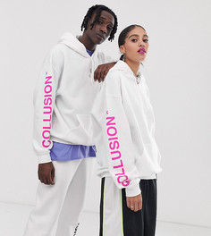 Белое худи с принтом COLLUSION x Now Loading Unisex - Белый