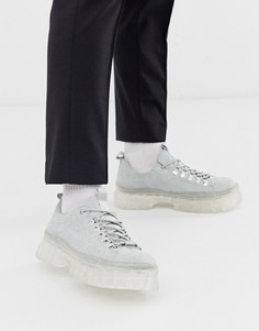 Серые замшевые туфли на шнуровке с толстой подошвой ASOS DESIGN - Серый