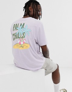 Свободная футболка из органического хлопка с принтом на спине ASOS DESIGN - Фиолетовый