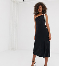 Платье миди на одно плечо с веревкой ASOS DESIGN Tall - Черный