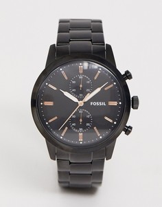 Мужские черные часы Fossil FS5379 - Черный