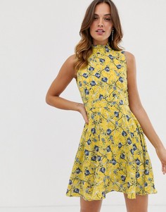 Платье мини с цветочным принтом Uttam Boutique - Желтый