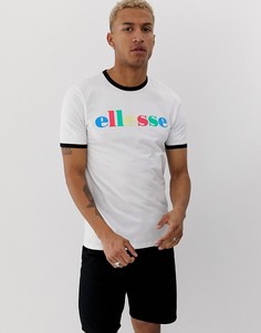 Белая футболка с разноцветной надписью ellesse Moa - Белый