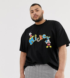Oversize-футболка с принтом в стиле ретро ASOS DESIGN - Plus Mickey - Черный