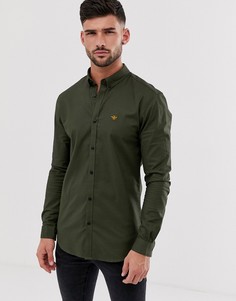 Приталенная оксфордская рубашка цвета хаки River Island - Зеленый