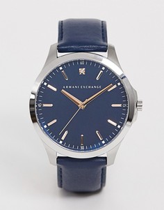 Мужские темно-синие часы с кожаным ремешком Armani exchange AX2406 - Темно-синий