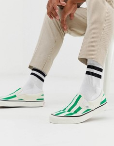 Бело-зеленые кеды-слипоны Vans - Белый