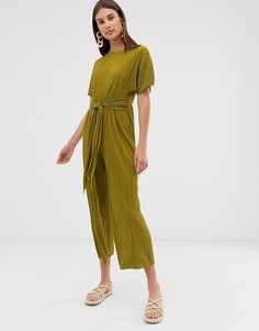 Плиссированный комбинезон-кюлоты с завязкой ASOS DESIGN - Желтый