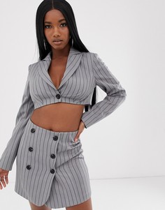 Укороченный пиджак в тонкую полоску ASOS DESIGN - Мульти