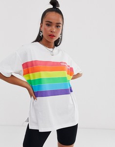 Белая футболка с разноцветными полосами Converse Pride - Белый