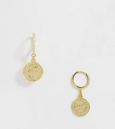 Серьги-кольца из серебра с покрытием 18-каратным золотом и с подвесками-монетами Shashi - Золотой