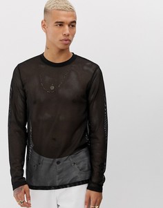 Черный сетчатый лонгслив ASOS DESIGN - Черный