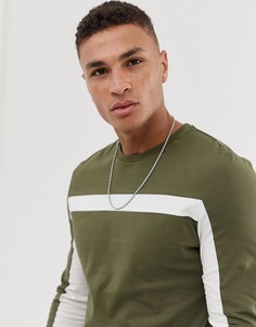 Зеленый лонгслив колор блок ASOS DESIGN - Зеленый