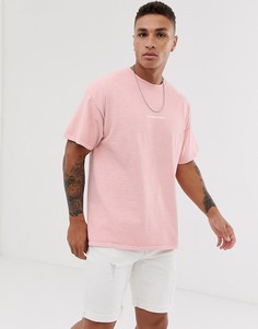 Розовая футболка с принтом no drama New Look - Розовый