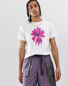 Белая футболка с цветочным принтом на груди Cheap Monday - Белый