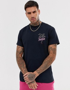 Черная футболка с тропическим пальмовым принтом River Island - Черный