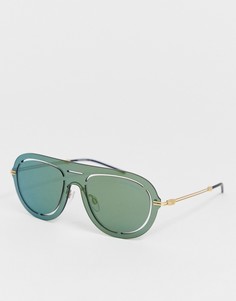 Солнцезащитные очки-авиаторы с зелеными стеклами Emporio Armani - Мульти