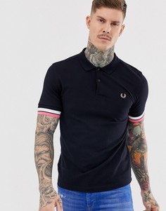 Темно-синее поло с контрастными манжетами Fred Perry - Темно-синий