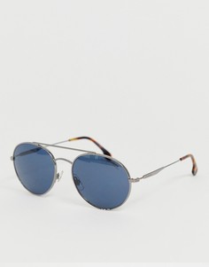 Круглые солнцезащитные очки в металлической оправе с планкой над переносицей Carrera - Синий