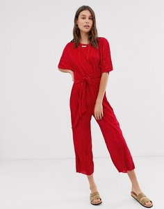 Плиссированный комбинезон-кюлоты с завязкой ASOS DESIGN - Красный
