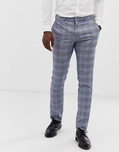 Серые узкие брюки в клетку Selected Homme - Серый