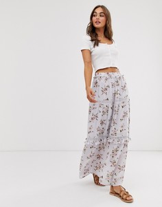 Ярусная юбка макси с цветочным принтом ASOS DESIGN - Мульти