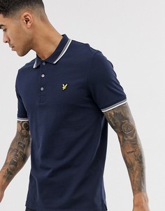 Темно-синее эластичное приталенное поло с окантовкой Lyle & Scott - Темно-синий