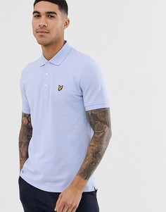 Поло из пике голубого цвета с логотипом Lyle & Scott - Синий