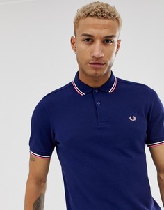 Темно-синее поло с отделкой на воротнике Fred Perry - Темно-синий