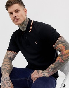 Черное поло с двойным кантом Fred Perry - Черный