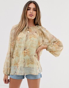 Полупрозрачный топ с длинными рукавами и гавайским принтом ASOS DESIGN - Мульти