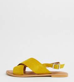 Желтые кожаные сандалии для широкой стопы ASOS DESIGN - Желтый