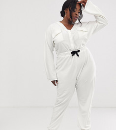 Белый комбинезон с карманами спереди и контрастными строчками ASOS DESIGN Curve - Белый