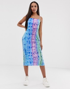 Плиссированное платье миди с принтом тай-дай ASOS DESIGN - Мульти