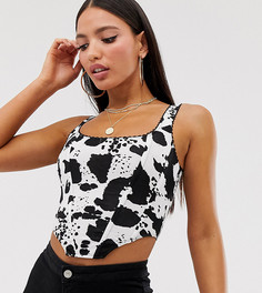 Топ-корсет со швами и звериным принтом на отделке ASOS DESIGN Tall - Черный