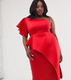 Красное платье-футляр миди на одно плечо True Violet Plus - Красный