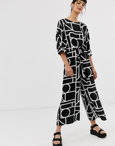 Комбинезон с поясом и монохромным геометрическим принтом ASOS DESIGN - Мульти