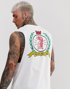 Свободная футболка без рукавов с принтом на груди и спине ASOS DESIGN - Белый