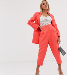 Суженные книзу брюки в стиле 80-х кораллового цвета ASOS DESIGN Petite - Оранжевый