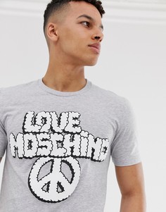 Серая футболка с логотипом peace Love Moschino - Серый