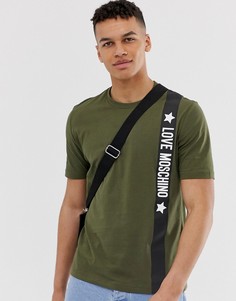 Футболка цвета хаки с логотипом Love Moschino - Зеленый