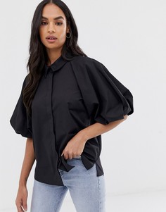 Рубашка с короткими пышными рукавами ASOS DESIGN - Черный
