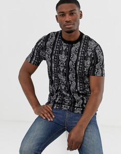 Свободная футболка с принтом пейсли ASOS DESIGN - Темно-синий