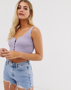 Кроп-топ в рубчик с пуговицами ASOS DESIGN - Фиолетовый